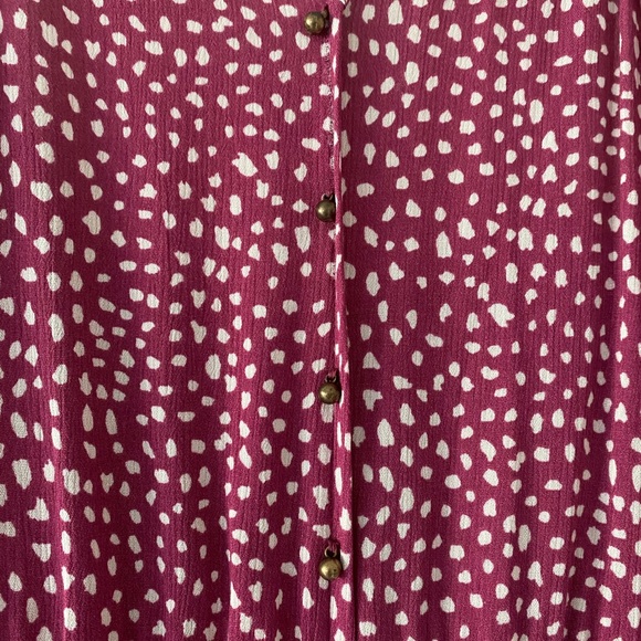 🆕 Rewind Kohls Pink Cheetah Polka Dot High Low Button Maxi Ruffle Dress - Picture 6 of 7